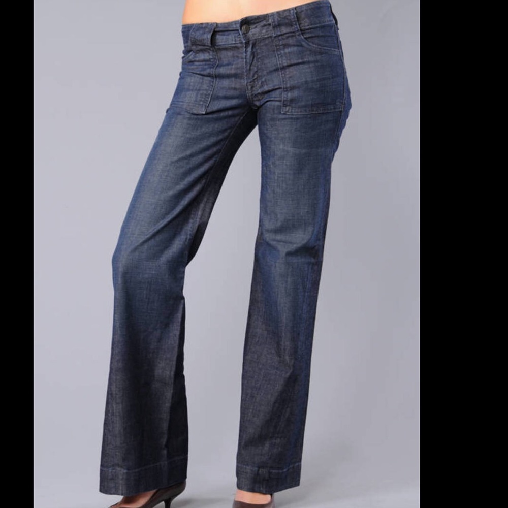 Genetic denim wide leg twisted side seam